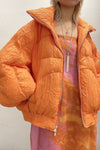 CHENPENG Orange Pleated Puffer Jacket CP20AWJ015